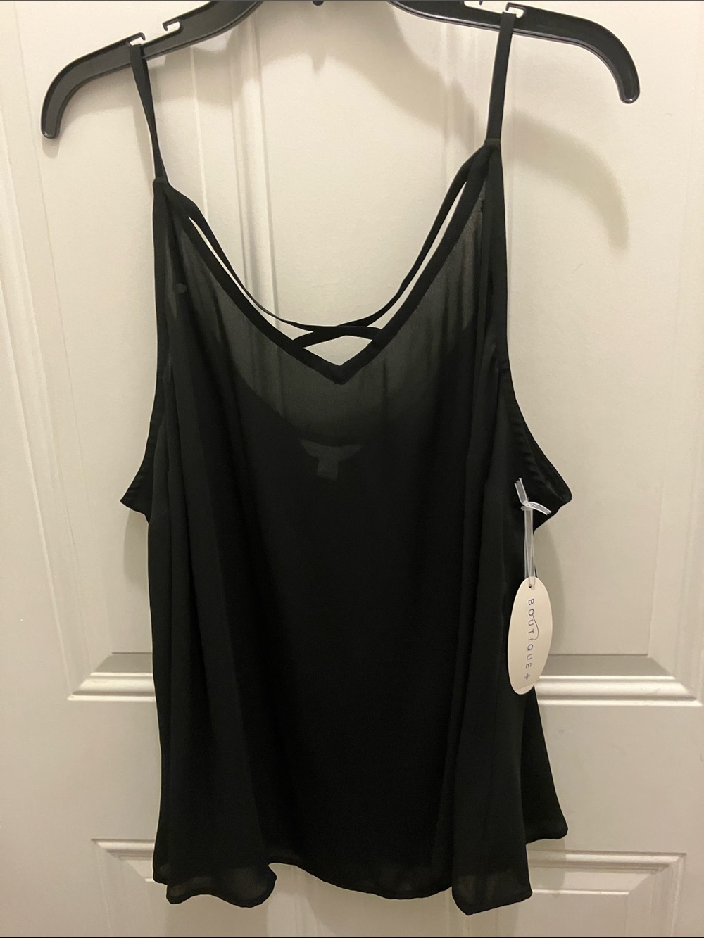 Beginning Boutique Black Double-Strap Chiffon Cami